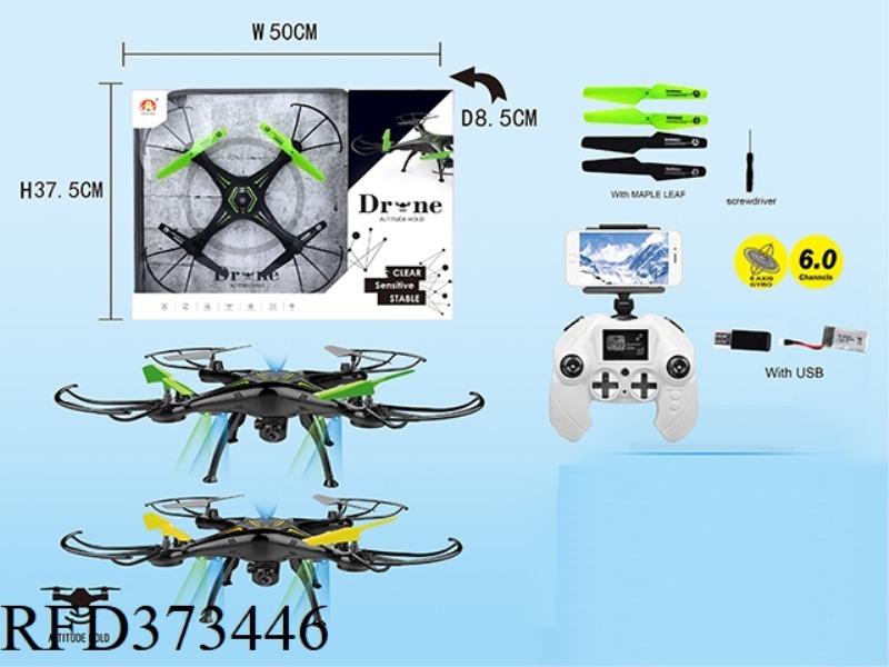 6-CHANNEL QUADCOPTER WITH FIXED HEIGHT FUNCTION + 2 MILLION WIFI CAMERA WITH USB