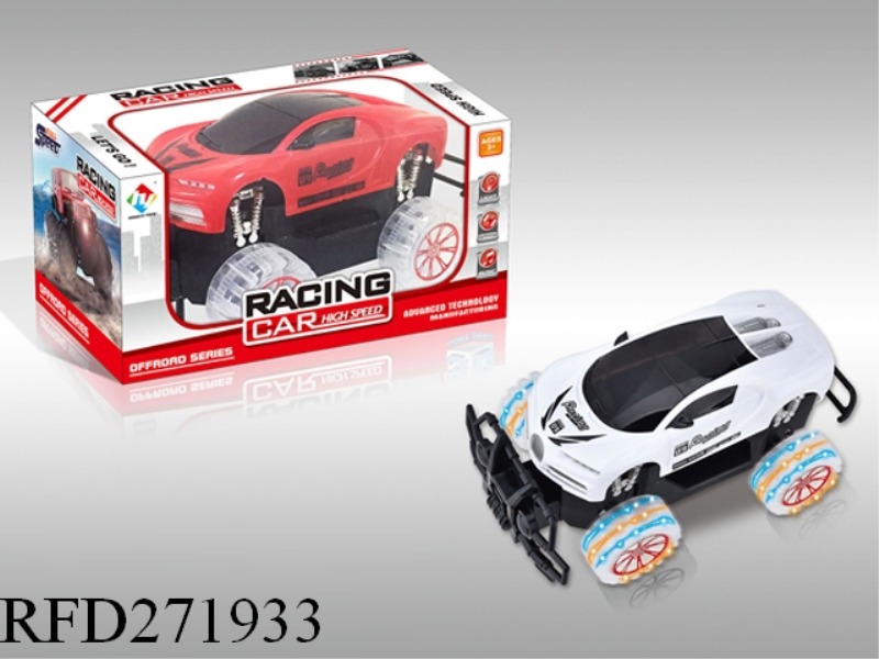 ELECTRIC CARAVAN (BUGATTI RACING CAR) WITH LIGHT MUSIC (RED, WHITE MIXED PACK)