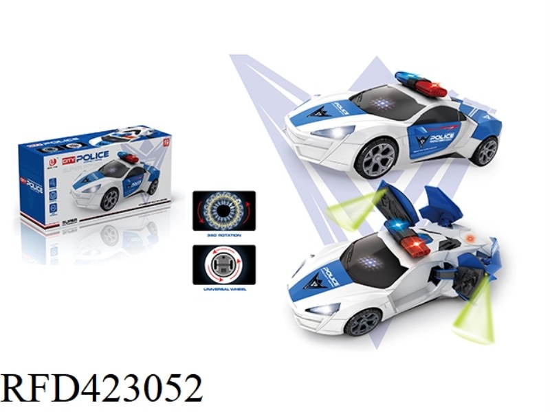 ELECTRIC LIGHT AND MUSIC DOOR OPEN UNIVERSAL POLICE CAR (WHITE)