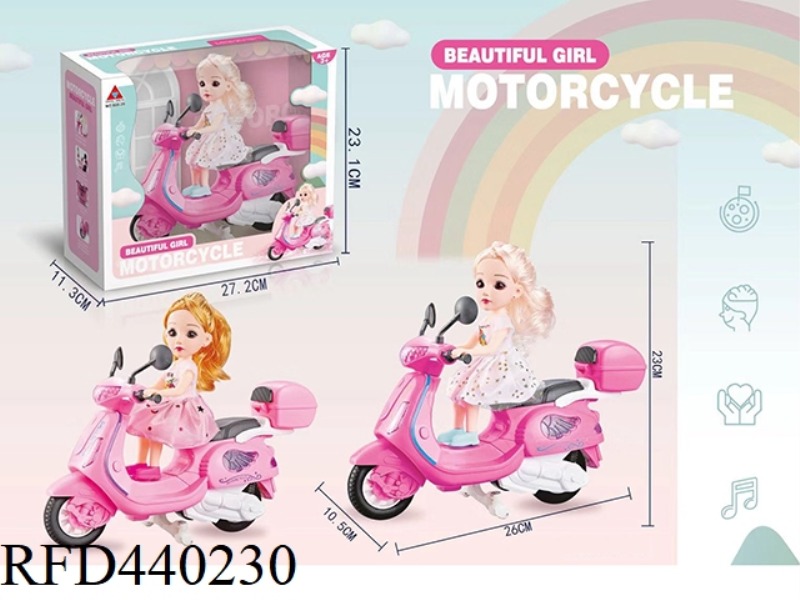 ELECTRIC STUNT MOTORCYCLE RIDE ON BARBIE DOLL WITH LIGHT AND MUSIC (DRESSING)