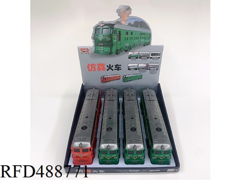 SOUND AND LIGHT MODEL TOY (SINGLE BUTTON LARGE TRAIN GREEN, RED 2 COLOR MIX) 4PCS