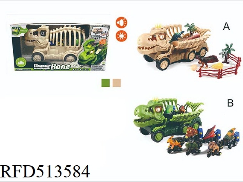 DINOSAUR CAR COMBINATION, WITH SOUND AND LIGHT DINOSAUR SKELETON CAR MODEL (SOUND AND LIGHT VERSION,