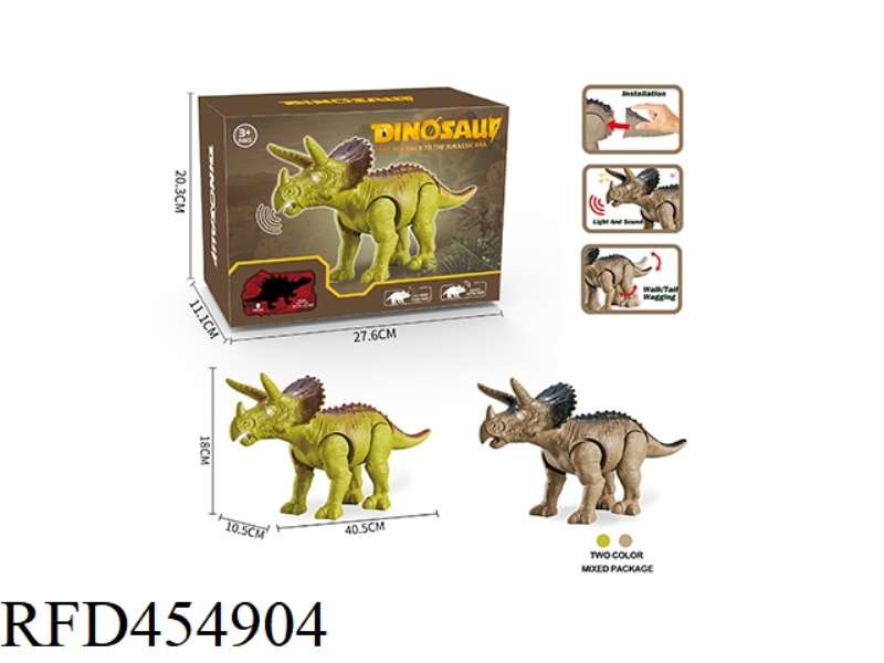 ELECTRIC LIGHT AND SOUND CRAWLING TRICERATOPS