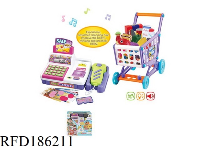 CALCULATE CASH REGISTER WITH LIGHT SOUND AND SHOPPING CART