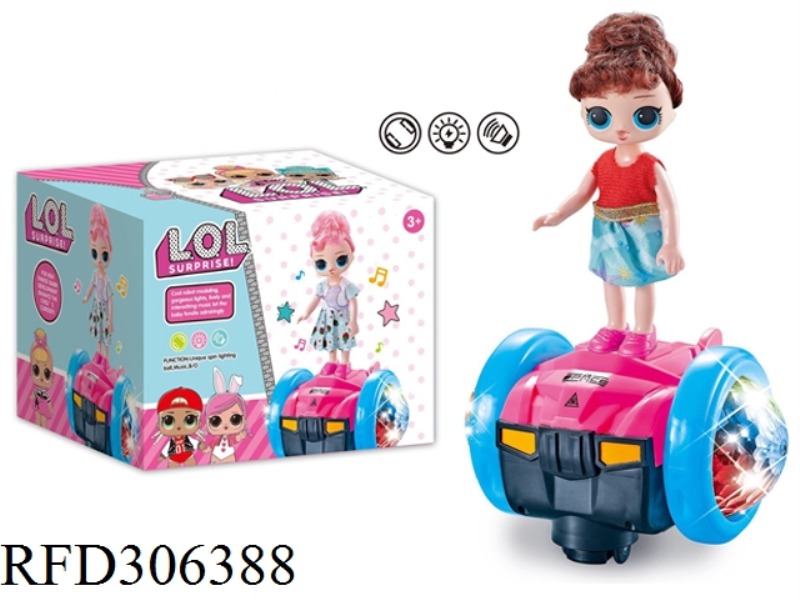 B/O UNIVERSAL SURPRISE DOLL BALANCE CAR WITH LIGHT AND SOUND(2 ASST)