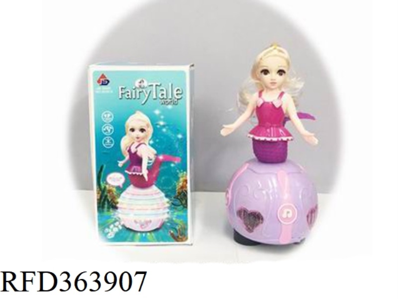 ELECTRIC DAZZLING TECHNOLOGY ROTATING BALANCE STATION DOLL IN SKIRT (WITH LIGHTS AND MUSIC)