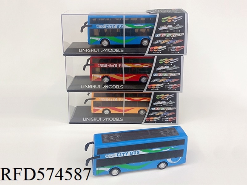 CAR MODEL (DOUBLE-DECKER BUS RED, BLUE, YELLOW 3 COLORS MIXED)