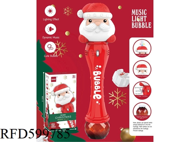 ELECTRIC SANTA BUBBLE WAND (WITH LIGHTS AND MUSIC)