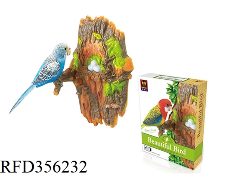 WALL-MOUNTED BLUE TIGER SKIN VOICE CONTROL PARROT (SINGLE BIRD)