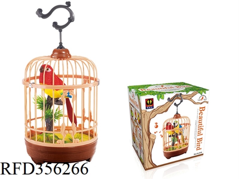 SIMULATION VOICE-ACTIVATED SINGLE BIRD CAGE (RED)
