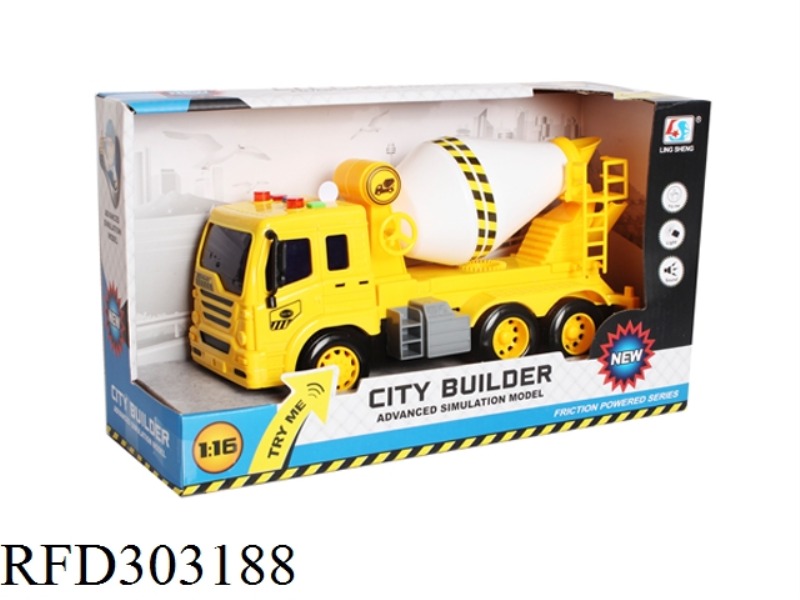1:16 FRICTION MIXER TRUCK WITH LIGHT AND MUSIC(INCLUDE BATTERY)