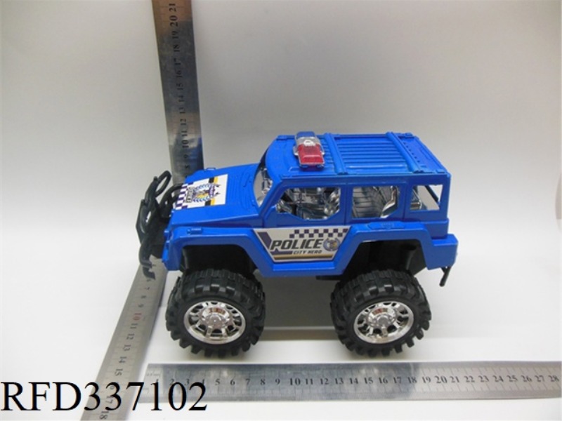 PAINTED AND ELECTROPLATED CHAIR SITTING ON OFF-ROAD HUMMER INERTIAL POLICE CAR