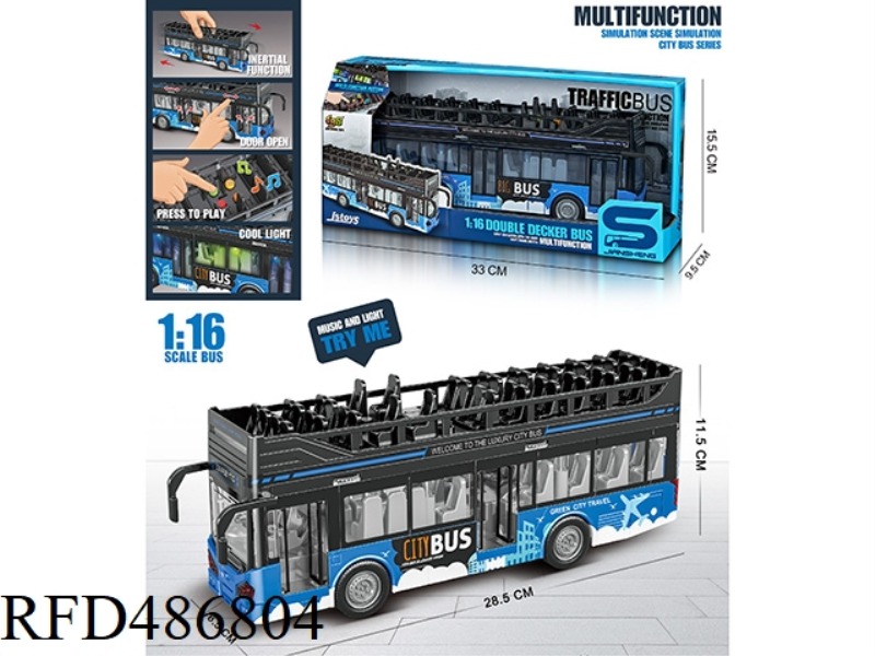 INERTIAL URBAN DOUBLE-DECKER OPEN AIR BUS WITH LIGHT AND SOUND CAN OPEN DOORS