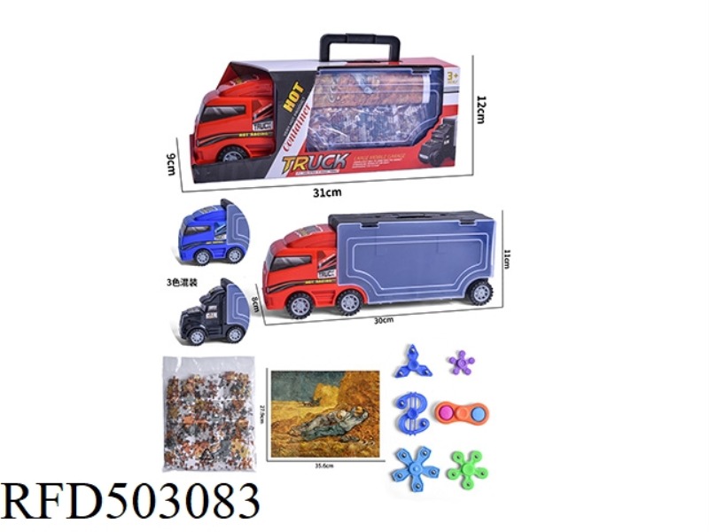 STORAGE CAR WITH 300 PIECES OF JIGSAW PUZZLE +6 PIECES OF DECOMPRESSION TOP (PUZZLE ENTERTAINMENT)