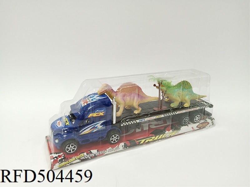 PAINTED INERTIA TRACTOR +2 ANIMALS (RED/BLUE)