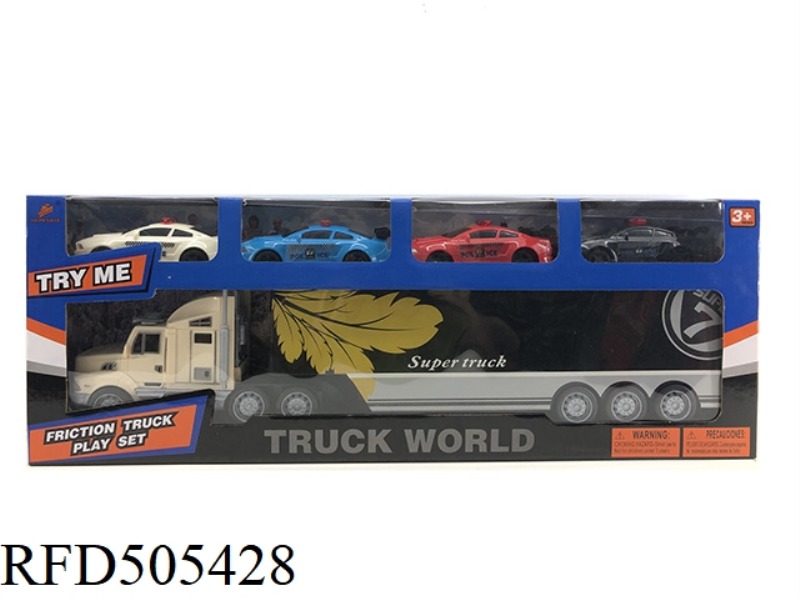 INERTIAL CONTAINER TRUCK PLUS 4 BMW POLICE CARS (SET)