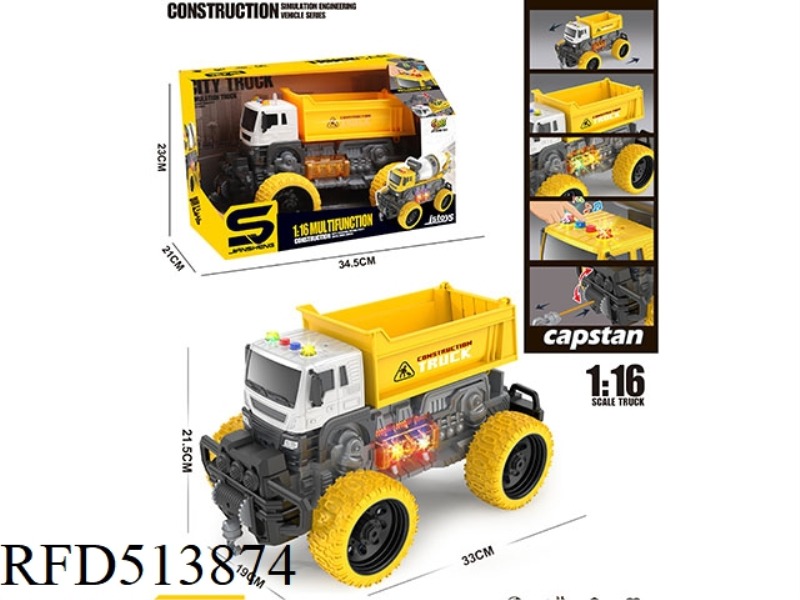 1:16 INERTIA DUMP TRUCK WITH LIGHTS AND MUSIC