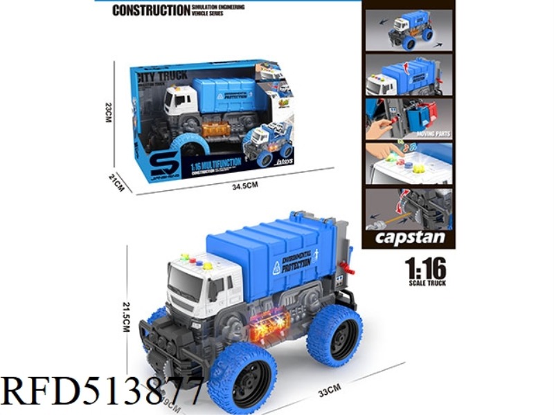 1:16 INERTIAL SANITATION VEHICLE WITH LIGHTS AND MUSIC