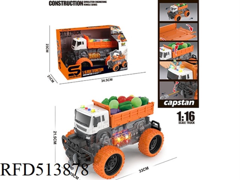 1:16 INERTIAL FRUIT TRANSPORT TRUCK WITH LIGHTS AND MUSIC
