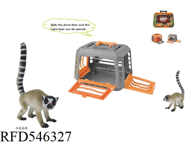 FOREST HUNTER HUNT RING-TAILED LEMUR, WITH MEDIUM CAGE, CAGE BODY 2 COLORS MIXED