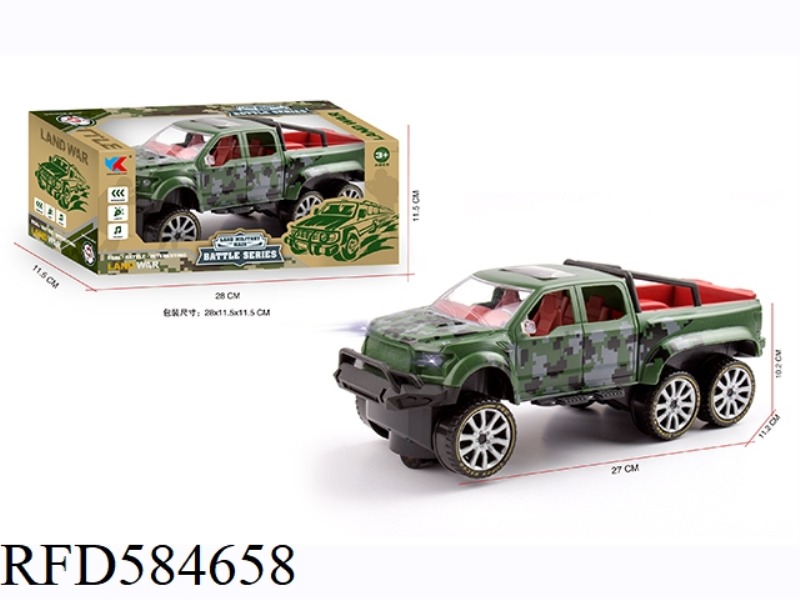 1: 16 SIX-WHEEL FORD PICKUP ELECTRIC UNIVERSAL MILITARY SIMULATION VEHICLE WITH LIGHTING AND MUSIC.