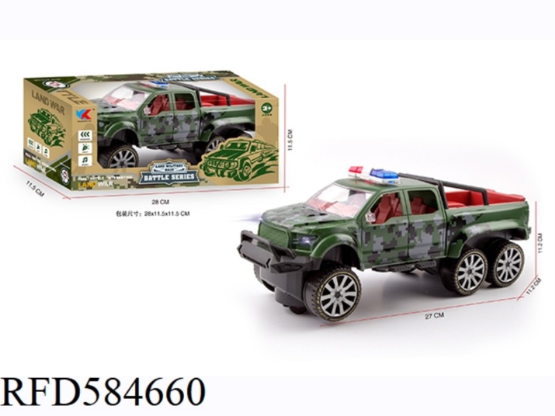 1: 16 SIX-WHEEL FORD PICKUP TRUCK ELECTRIC UNIVERSAL MILITARY POLICE CAR WITH LIGHTING AND MUSIC (