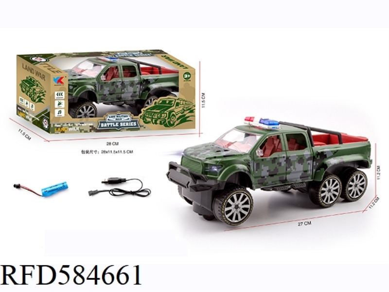 1: 16 SIX-WHEEL FORD PICKUP TRUCK ELECTRIC UNIVERSAL MILITARY POLICE CAR WITH LIGHTING AND MUSIC