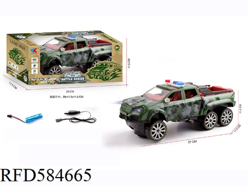 1: 16 SIX-WHEEL MERCEDES-BENZ PICKUP TRUCK ELECTRIC UNIVERSAL MILITARY POLICE CAR WITH LIGHTING AND