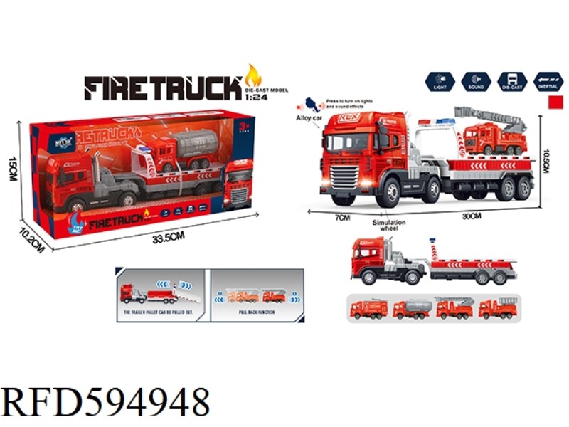 INERTIAL ALLOY RESCUE TRAILER WITH FIRE TRUCK WITH LIGHT AND MUSIC