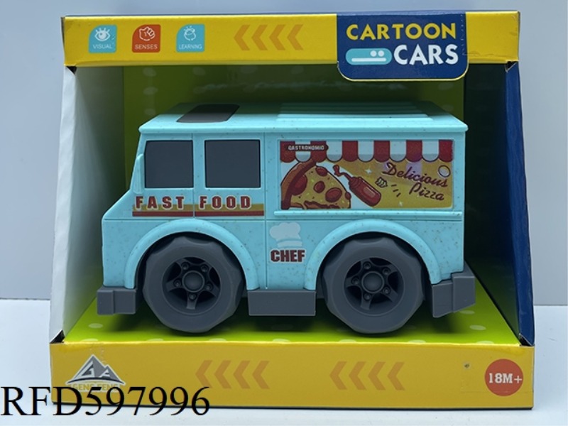 (LIGHT AND SOUND) CARTOON WESTERN-STYLE PIZZA FAST FOOD TRUCK-INERTIA