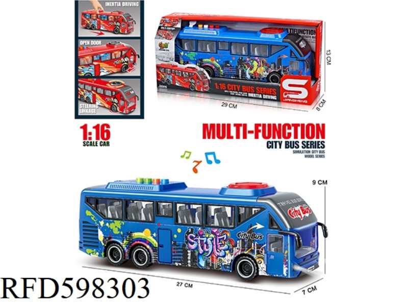 1:16 INERTIA GRAFFITI CITY BUS (WITH LIGHT AND SOUND & TURNABLE DOOR)