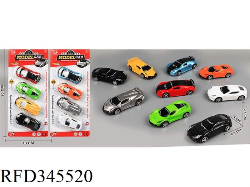 4 PAINTED CAR MODELS (PULL BACK)
