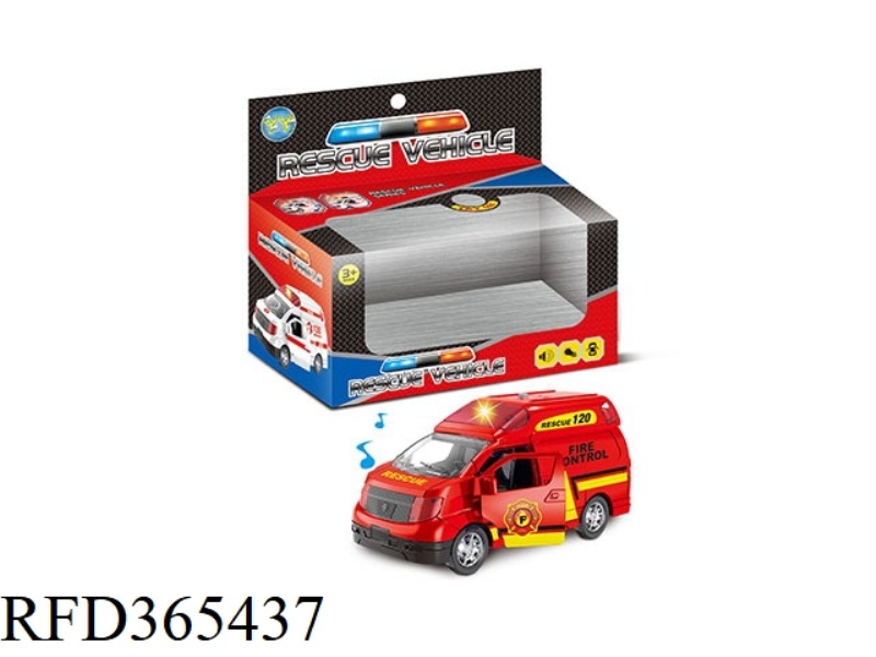 6 INCH PULL BACK FIRE POLICE CAR