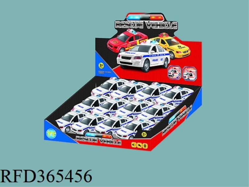 6 INCH PULL BACK POLICE CAR (3 COLORS MIXED) 12PCS