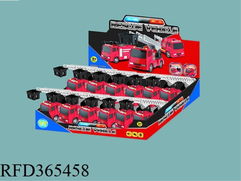 6 INCH PULL BACK FIRE TRUCK (3 TYPES MIXED) 12PCS