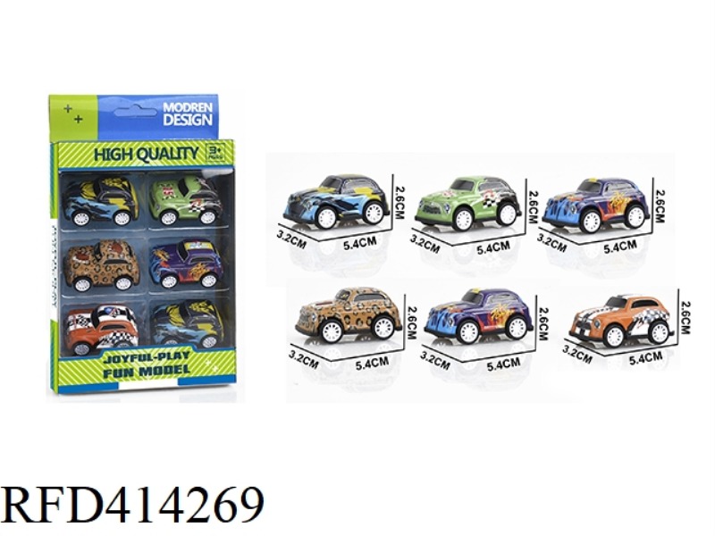 6 OFF-ROAD TIN PULL BACK CARS