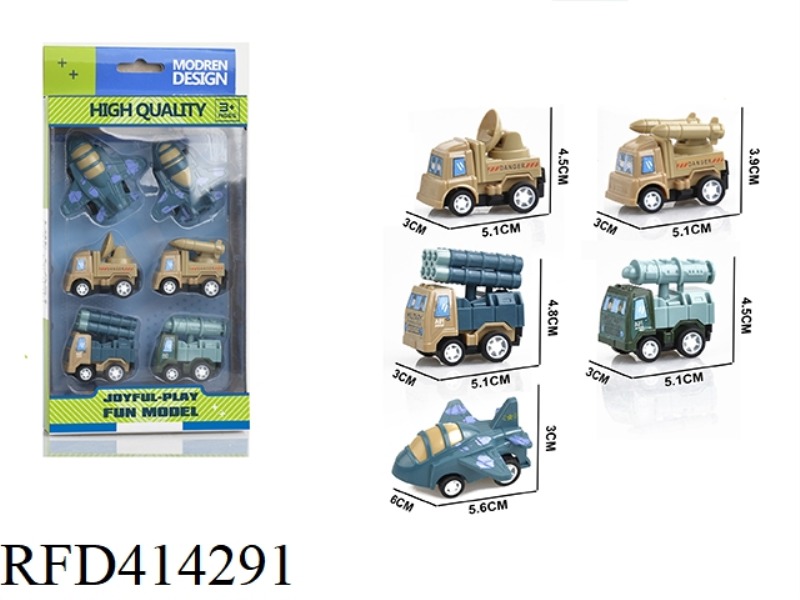 AB PULL BACK MILITARY VEHICLE AND AIRCRAFT (6 PACKS)