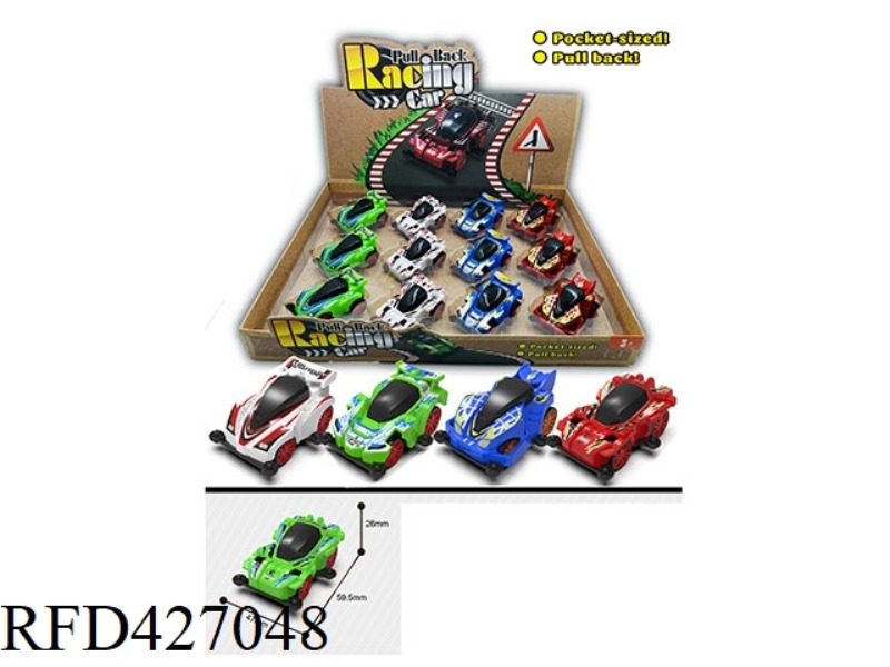 SOLID COLOR PULL BACK FOUR-WHEEL DRIVE CAR 12PCS