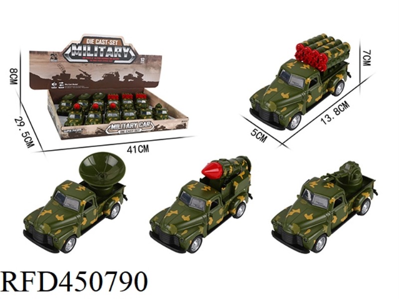 PULL BACK ALLOY MILITARY VEHICLE (OPEN DOOR, FOUR MIXED)