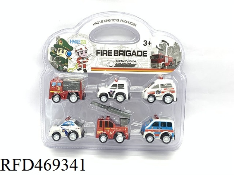 PULL BACK FIRE TRUCK (6 PACKS IN ENGLISH)