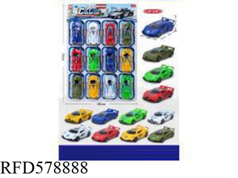 2 6-COLOR PULL BACK RACING CARS (12 PACK)