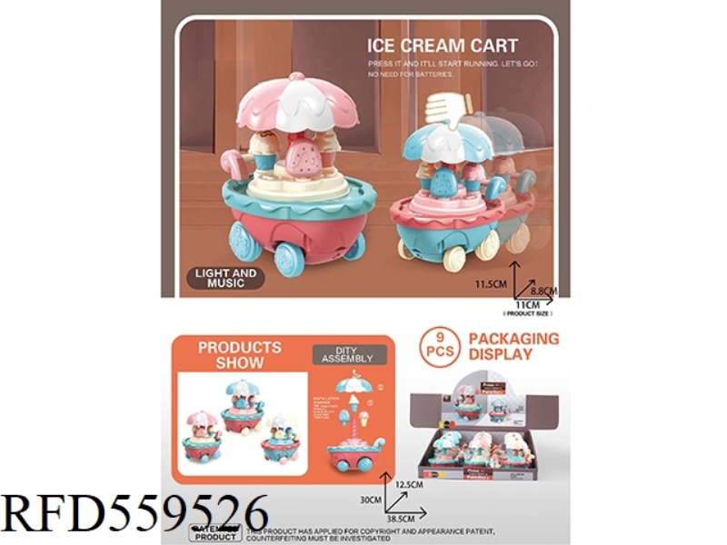 PRESS DIY ICE CREAM TRUCK WITH LIGHTS, MUSIC AND ELECTRICITY
DISPLAY BOX (9PCS)