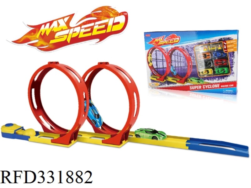 HAND HAMMER STRETCH DOUBLE RING TRACK CAR WITH 6 RACING CARS