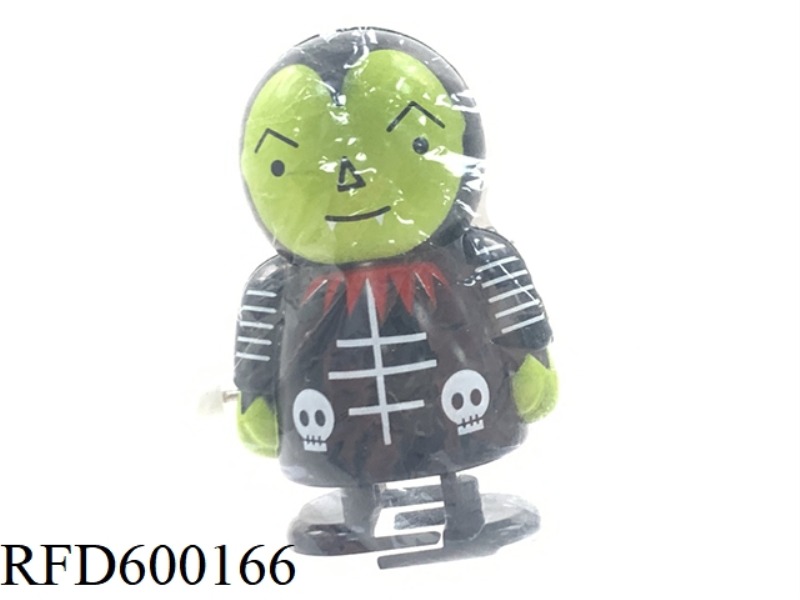 HALLOWEEN CHAIN WALK GREEN FACE ZOMBIE GHOST WIND-UP TOY