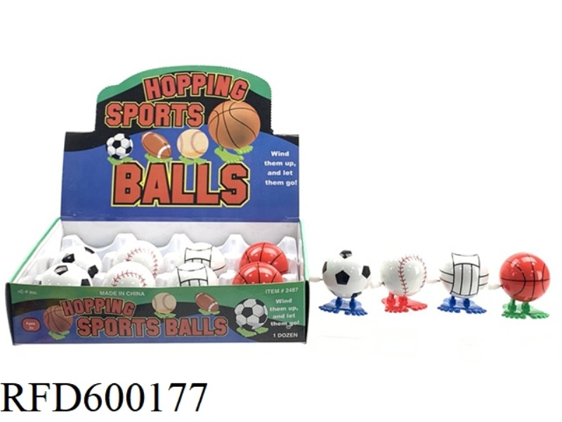 SPORTS ACCESSORIES TOYS FOOTBALL BASKETBALL VOLLEYBALL BASEBALL TOY WIND-UP CHAIN 12PCS