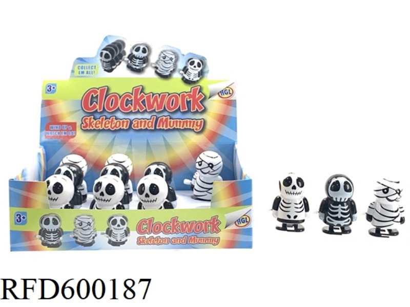 HALLOWEEN CHAIN WALKING LITTLE WHITE GHOST 3 WIND-UP TOYS 12PCS