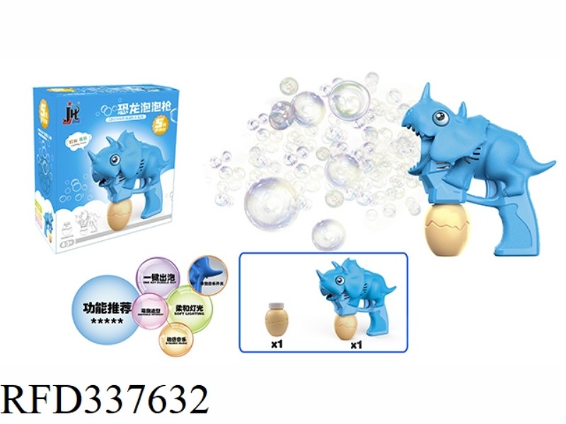 TRICERATOPS BUBBLE GUN (LIGHTS, MUSIC, ELECTRIC BLOWING)