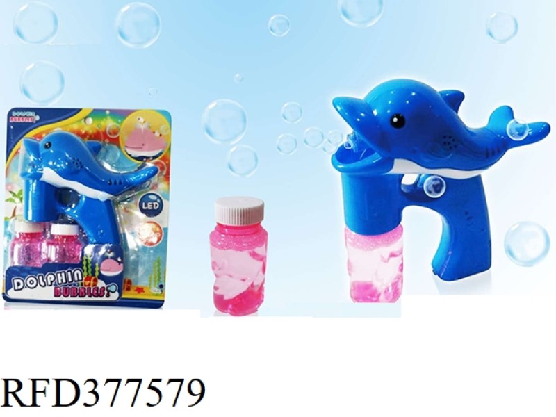 ENGLISH VERSION SOLID COLOR DOLPHIN LIGHT MUSIC BUBBLE GUN WITH TWO BOTTLES OF 80ML WATER