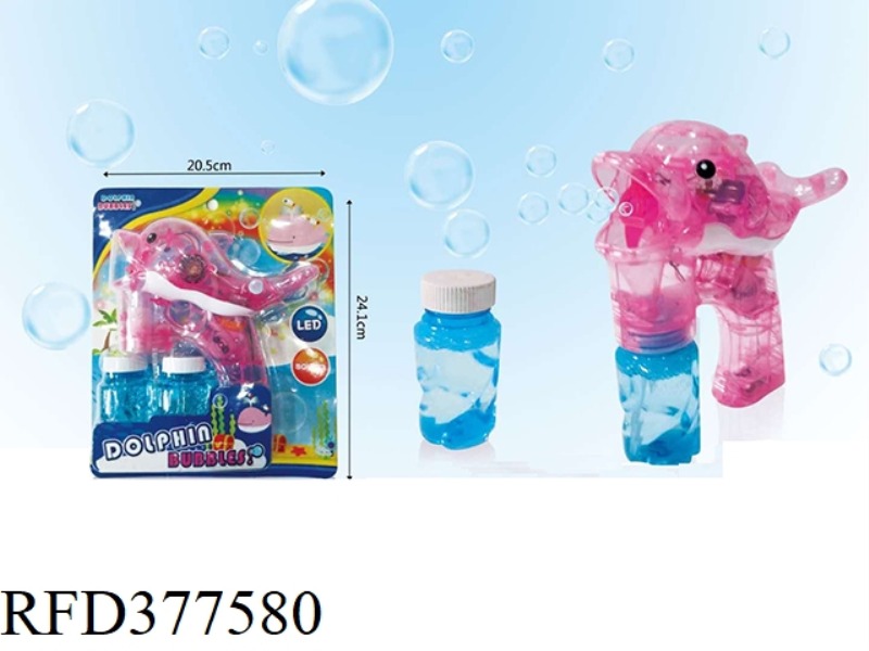 ENGLISH VERSION TRANSPARENT LIGHT-COLORED LITTLE DOLPHIN WITH FOUR LIGHTS, MUSIC BUBBLE GUN, WITH TW