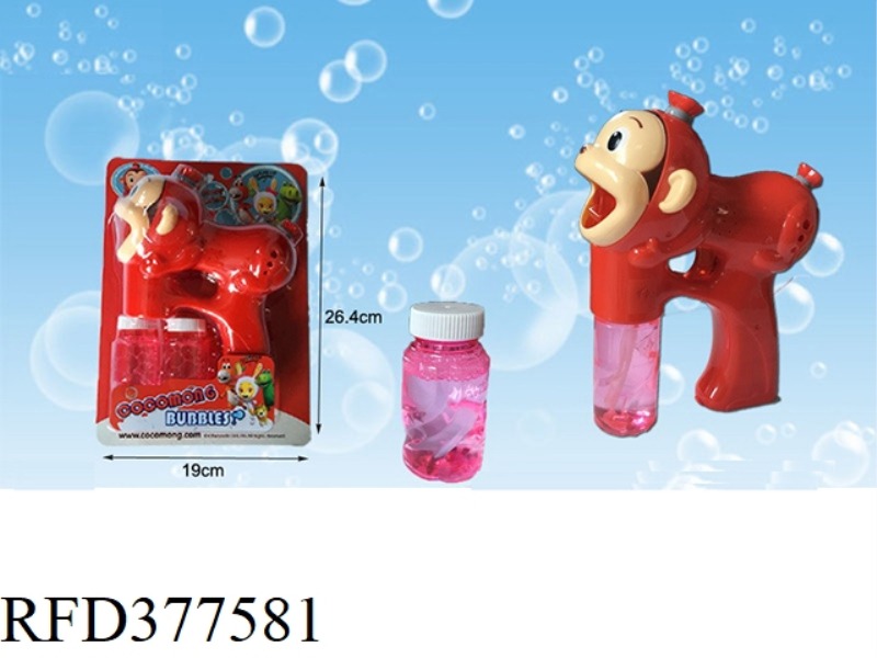 ENGLISH VERSION SOLID COLOR MONKEY WITH LIGHT AND MUSIC BUBBLE GUN WITH TWO BOTTLES OF 90ML WATER